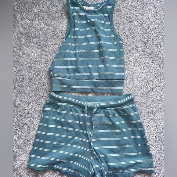 Colsie Teal Striped Set - Picture 1 of 5